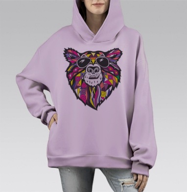 Мишка, Hoodie Mono Fiolet, оверсайз, утепленная
