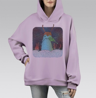 Мистическая улитка-скрипач в фэнтези стиле, Hoodie Mono Fiolet, оверсайз, утепленная