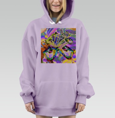 Мистический топаз и ирис кристалл шестнадцатая годовщина свадьбы, Hoodie Mjhigh Dig Mel, Fiolet, утепленная