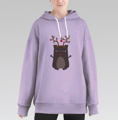 Мопс-олень, Hoodie Long Oversize Fiolet