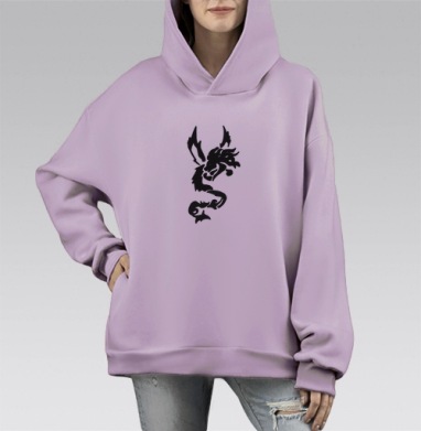 Мой дракон, Hoodie Mono Fiolet, оверсайз, утепленная