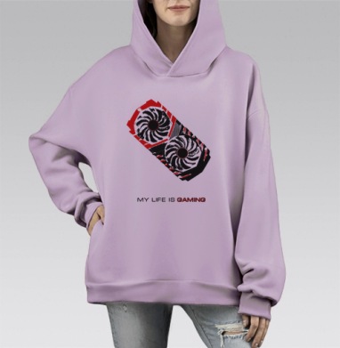 МОЯ ЖИЗНЬ ЭТО ИГРА, Hoodie Mono Fiolet, оверсайз, утепленная