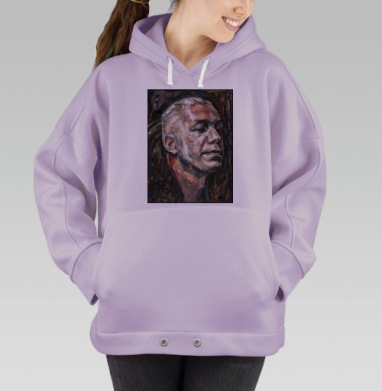 Мужской портрет в динамичных красках и глубоком выражении лица, Hoodie Oversize Fiolet