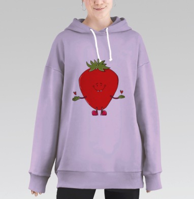 Мультяшная клубника, Hoodie Long Oversize Fiolet