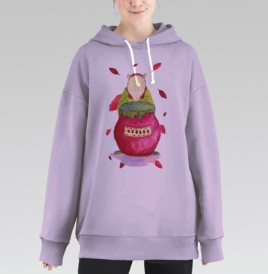 Мышь с вареньем в домашней обстановке уютный и теплый момент, Hoodie Long Oversize Fiolet