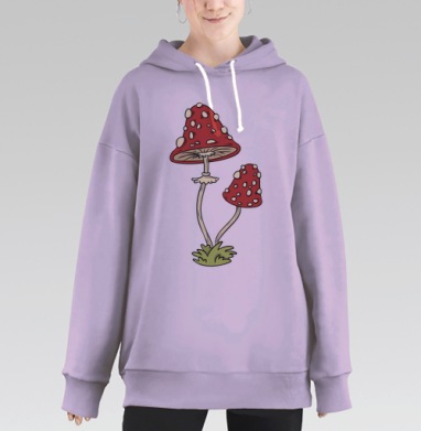 Mushrooms Грибочки, Hoodie Long Oversize Fiolet