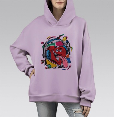 Музыка в твоем сердце, Hoodie Mono Fiolet, оверсайз, утепленная