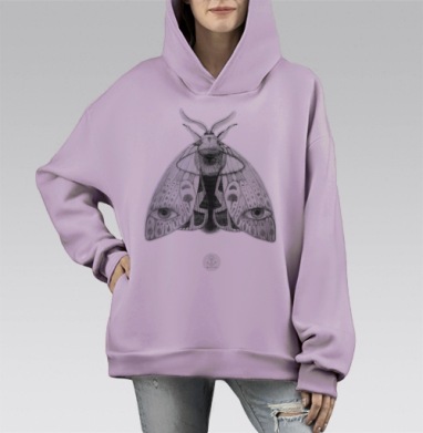 Наблюдатель №1, Hoodie Mono Fiolet, оверсайз, утепленная