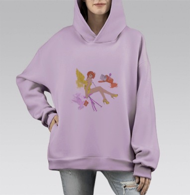 Напиши мне, Hoodie Mono Fiolet, оверсайз, утепленная