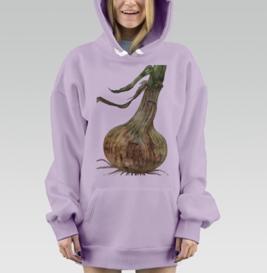 Натуральная луковица с зелёными листьями красота природы жизни, Hoodie Mjhigh Dig Mel, Fiolet, утепленная