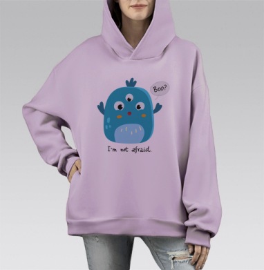 Милый синий монстр с тремя глазами и улыбкой, Hoodie Mono Fiolet, оверсайз, утепленная