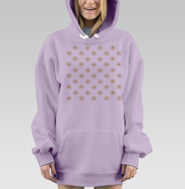 Нежные белые ромашки на светло сером фоне в весеннем настроении, Hoodie Mjhigh Dig Mel, Fiolet, утепленная