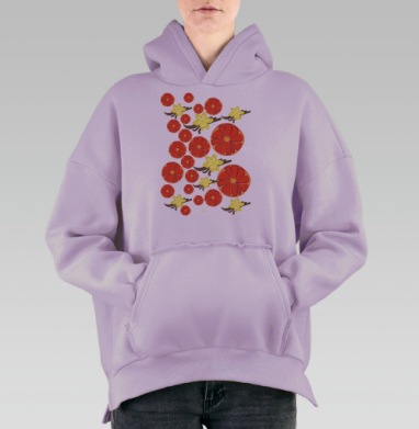 Нежный грейпфрут, Hoodie Oversize Fiolet, утепленная