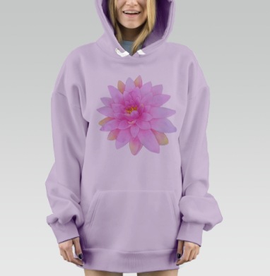 Нежный розовый цветок лотоса, Hoodie Mjhigh Dig Mel, Fiolet, утепленная