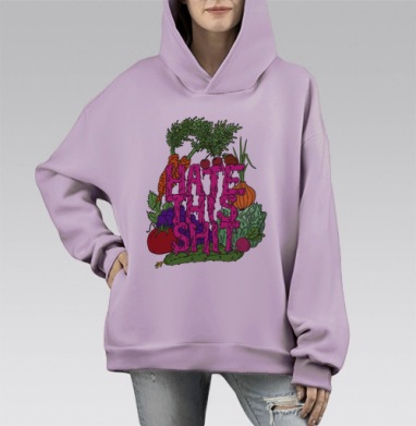 Ненавижу овощи, Hoodie Mono Fiolet, оверсайз, утепленная