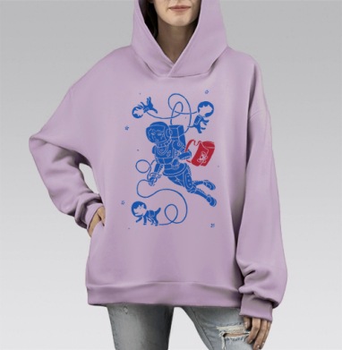 Невесомость, Hoodie Mono Fiolet, оверсайз, утепленная