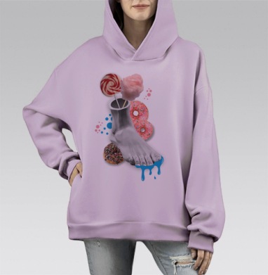 Нога статуи, Hoodie Mono Fiolet, оверсайз, утепленная