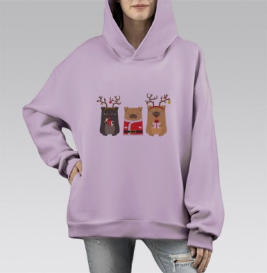 Новогодние радости, Hoodie Mono Fiolet, оверсайз, утепленная