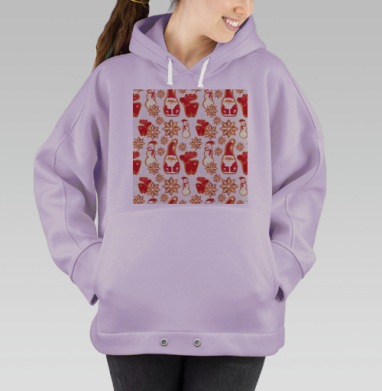 Новогодние символы зимних праздников уютного очага, Hoodie Oversize Fiolet