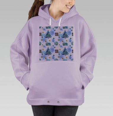 Новогодняя елка с подарками зимний уют счастливая пора, Hoodie Oversize Fiolet
