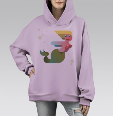 НЮ русалка, Hoodie Mono Fiolet, оверсайз, утепленная