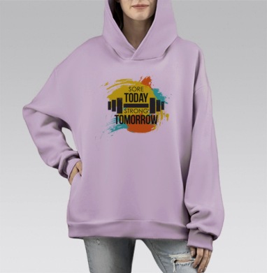 О,  спорт ...., Hoodie Mono Fiolet, оверсайз, утепленная