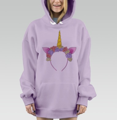 Обруч Единорог с Цветами в Нежных Пастельных Тонах, Hoodie Mjhigh Dig Mel, Fiolet, утепленная