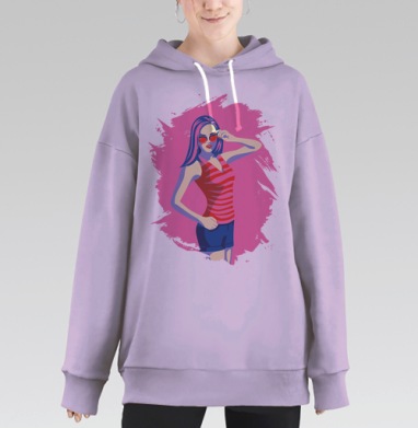 Очки розовые, Hoodie Long Oversize Fiolet