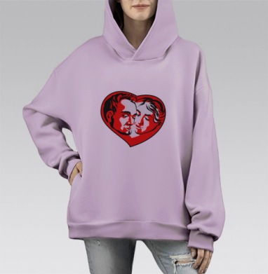 Одно на двоих, Hoodie Mono Fiolet, оверсайз, утепленная