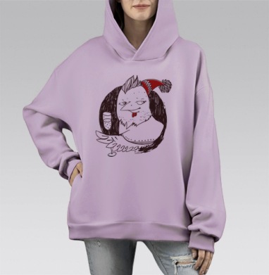 Огненый, Hoodie Mono Fiolet, оверсайз, утепленная