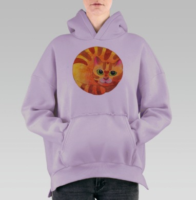 Оранжевый кот, Hoodie Oversize Fiolet, утепленная