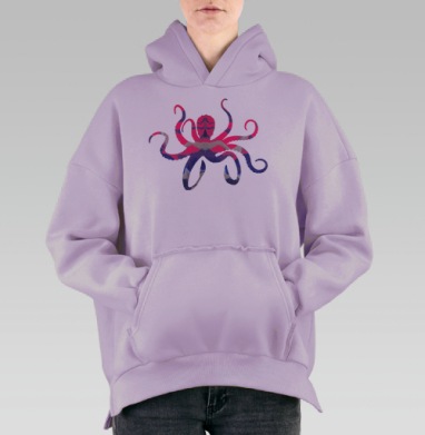 Осьминог, Hoodie Oversize Fiolet, утепленная