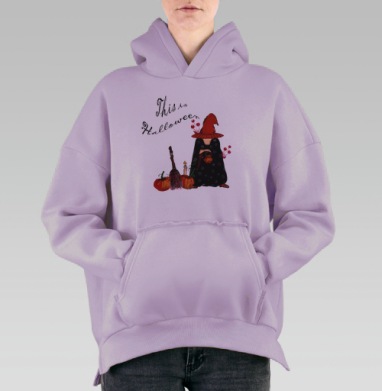 Осенний праздник фэнтези маленький персонаж с фонарём, Hoodie Oversize Fiolet, утепленная