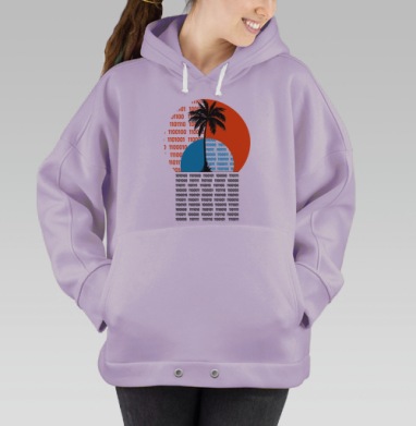 Пальма с кодом в цифровой тематике двоичный код, Hoodie Oversize Fiolet