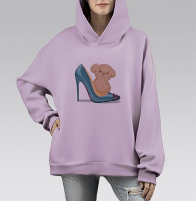 Паппи, Hoodie Mono Fiolet, оверсайз, утепленная