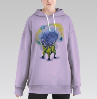 Паттерн с ландышами, Hoodie Long Oversize Fiolet