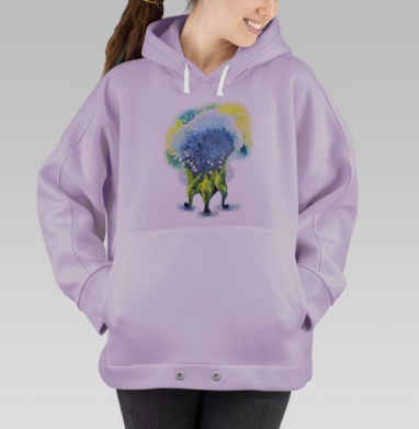 Паттерн с ландышами, Hoodie Oversize Fiolet