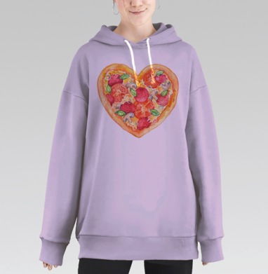 Пицца - это любовь, Hoodie Long Oversize Fiolet