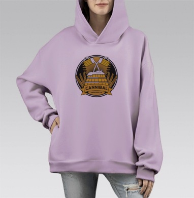 Пивоваренная компания Каннибал, Hoodie Mono Fiolet, оверсайз, утепленная