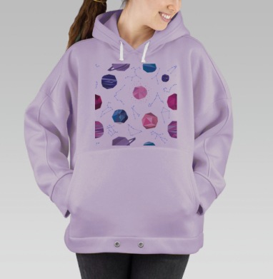 Планеты и созвездия полигональные, Hoodie Oversize Fiolet