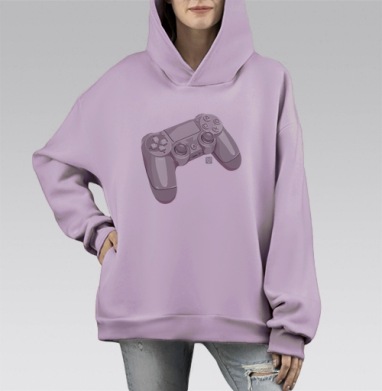 Игровой джойстик с современным дизайном и качеством, Hoodie Mono Fiolet, оверсайз, утепленная