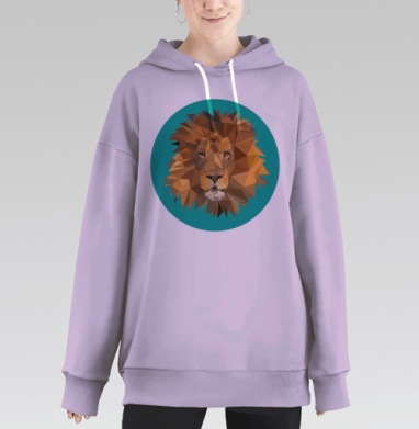 Полигональный лев, Hoodie Long Oversize Fiolet