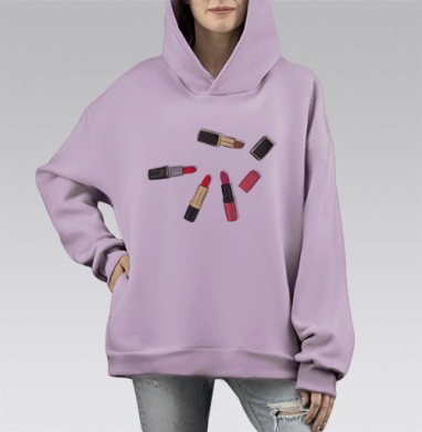 Помада, Hoodie Mono Fiolet, оверсайз, утепленная