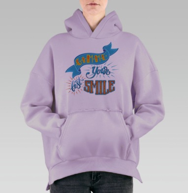 Попроси лучшую улыбку на фоне ярких букв, Hoodie Oversize Fiolet, утепленная