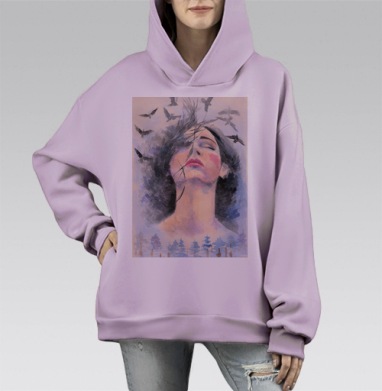 Повелительница ветров, Hoodie Mono Fiolet, оверсайз, утепленная