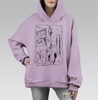 Прелестная Русалка, Hoodie Mono Fiolet, оверсайз, утепленная