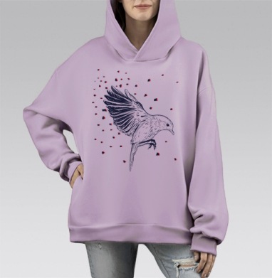 Птицафлай, Hoodie Mono Fiolet, оверсайз, утепленная