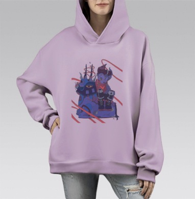 Пустынник, Hoodie Mono Fiolet, оверсайз, утепленная
