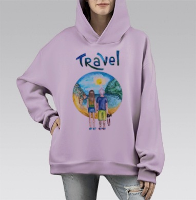 Путешествуйте вдвоем, Hoodie Mono Fiolet, оверсайз, утепленная