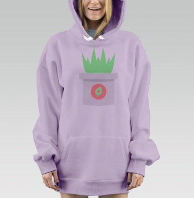 Растение в горшке мягкий зелёный белый розовый, Hoodie Mjhigh Dig Mel, Fiolet, утепленная